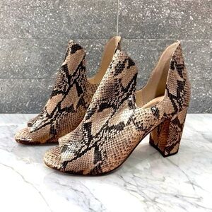 Cole Haan Electa Roccia Snake Leather Bootie Shoes Peep Toe Python 9B EUC